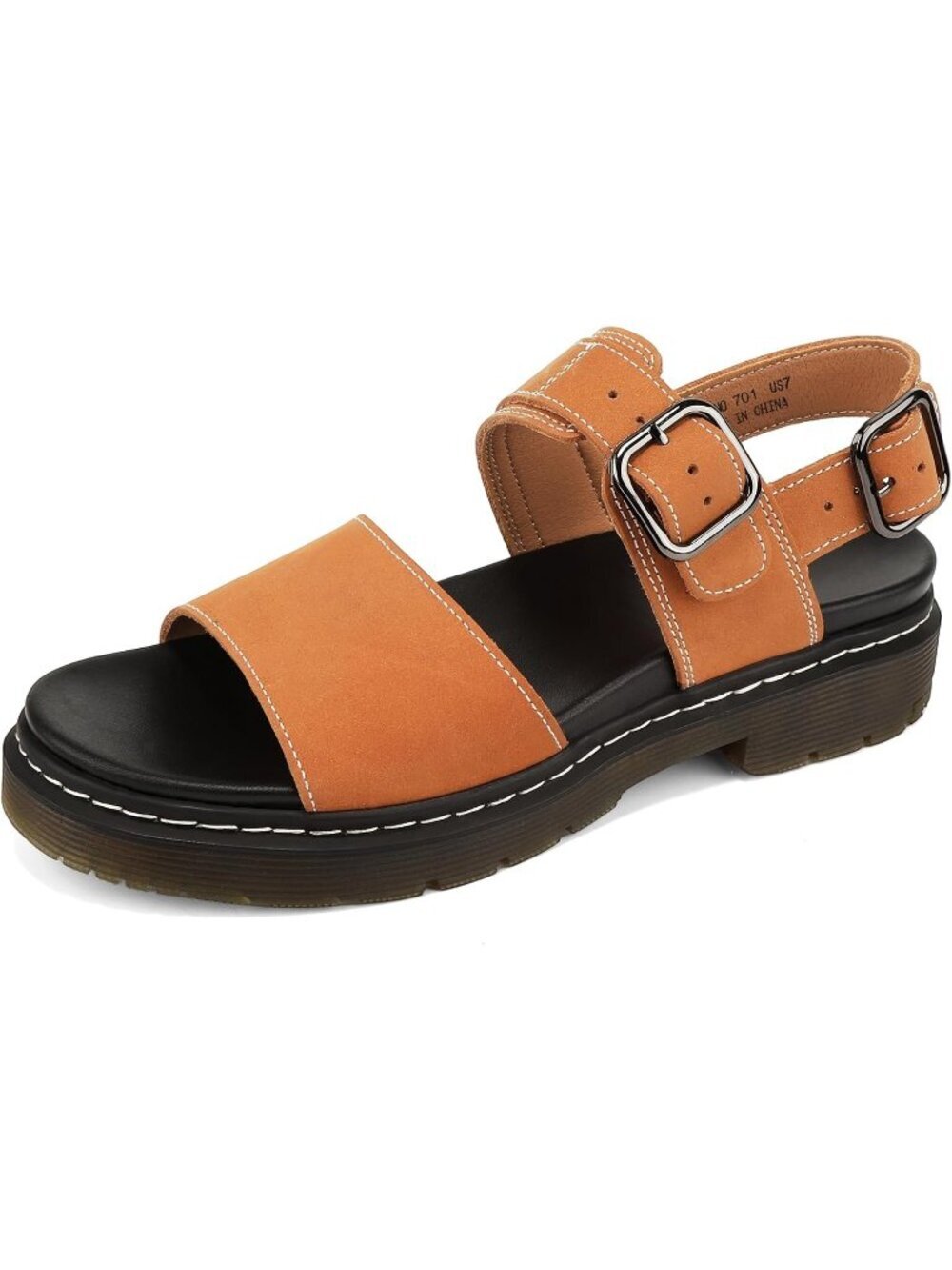 Women's Tan Arch Support Open Toe Genuine Leather Platform Wedge Sandal Shoes